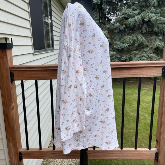 Vintage Disney Winnie the Pooh Floral Top Cotton Henley Pajama Shirt Women’s XL - Picture 4 of 15